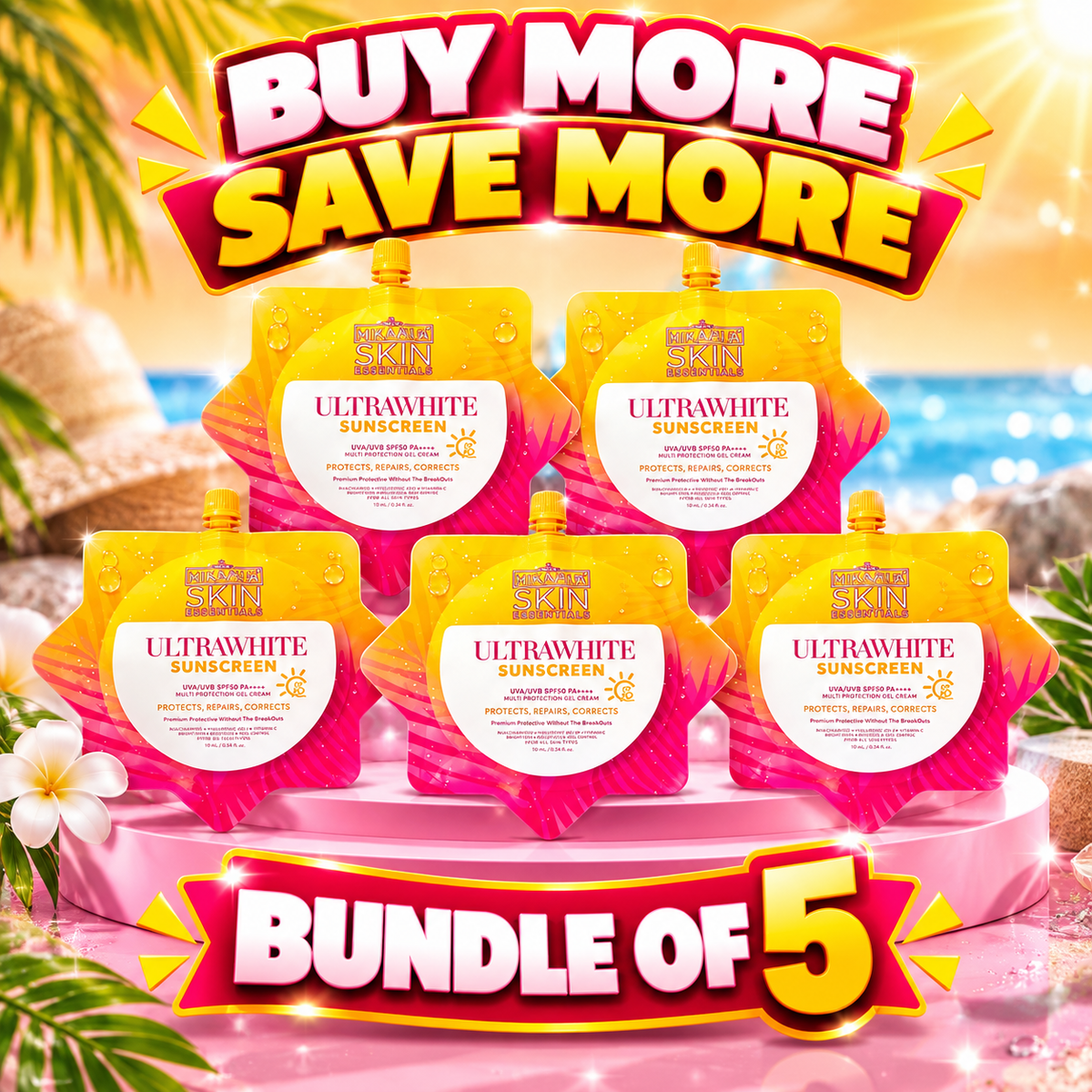5 PCS. Hikari Skin UltraWhite Sunscreen SPF50 50ml