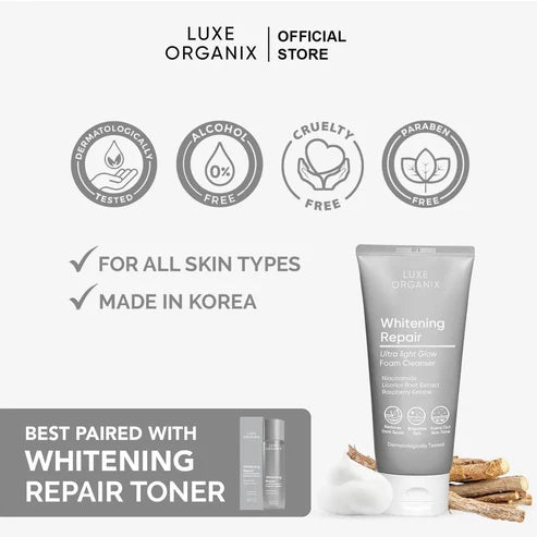 Luxe Organix Whitening Repair Ultralight Glow Foam Cleanser 150g