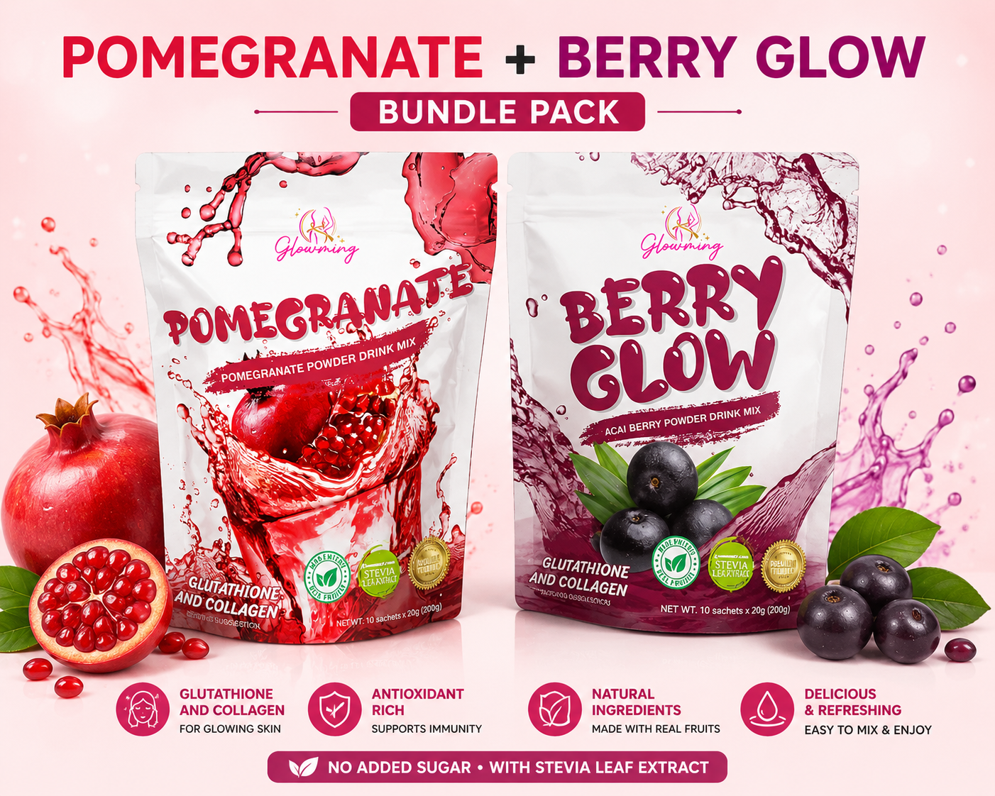 Combo Glowming Pomegranate + Berry Glow Bundle (2 x 10 Sachets)