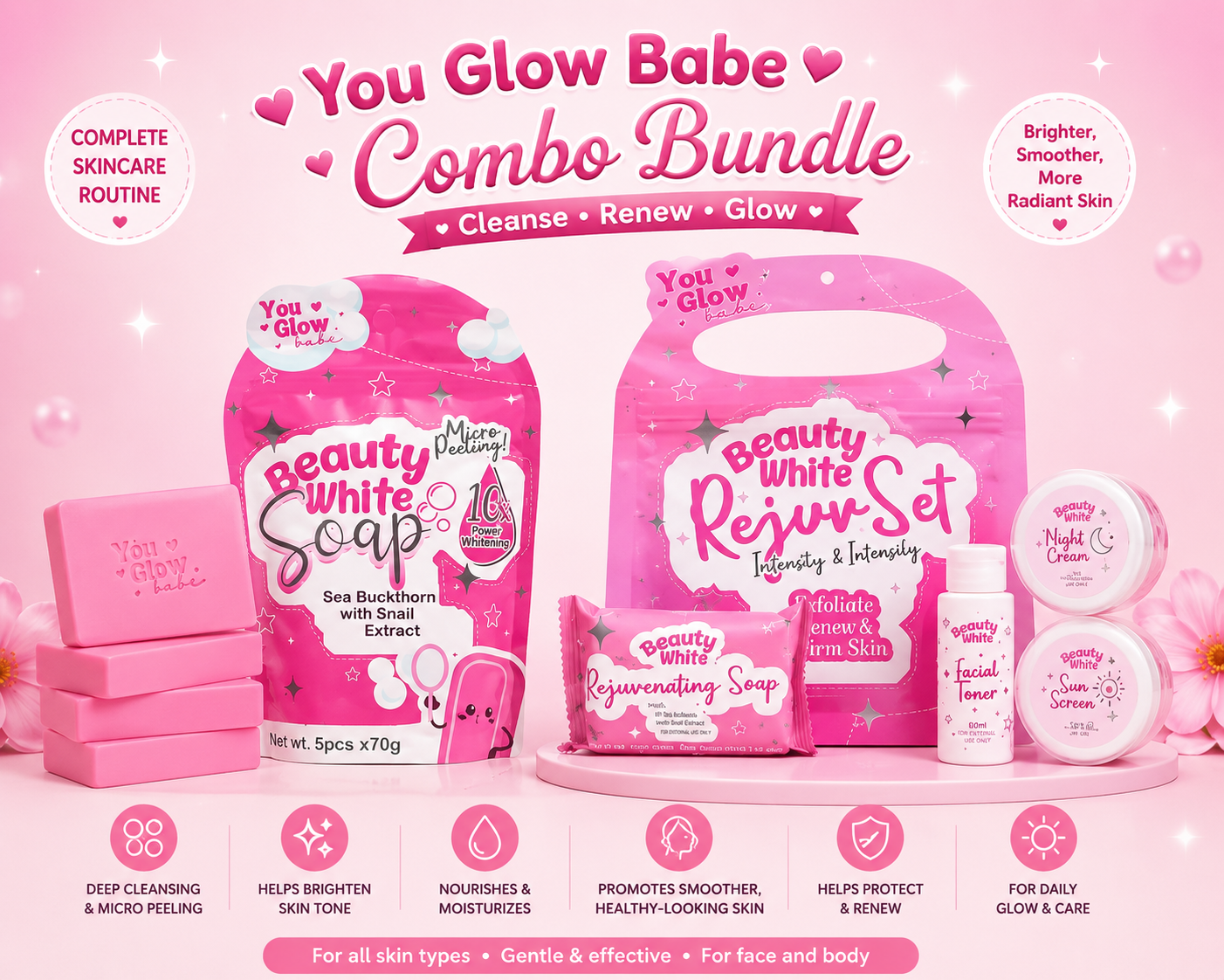 COMBO You Glow Babe Beauty White Soap + Beauty White Rejuvenating Set
