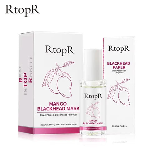 RtopR Mango Blackhead Remover Mask Peeling Off Nose Mask Oil Control 10ml+50pcs paper