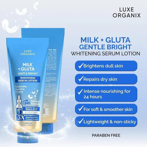 LUXE ORGANIX Milk + Gluta Whitening Serum Lotion 350mL