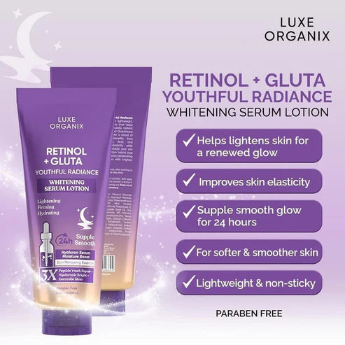 Luxe Organix Retinol + Gluta Whitening Serum Lotion - Youthful Radiance 350mL
