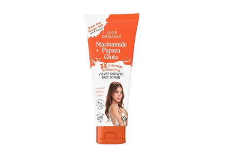 LUXE ORGANIX Niacinamide Plus Papaya Gluta Velvet Shower Salt Scrub 320g