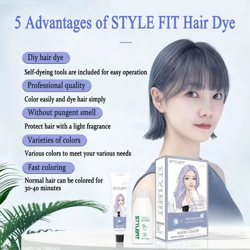 STYLEFIT Ash Gray-01 Hair Color（100ml Hair Dye + 100ml Oxidant）