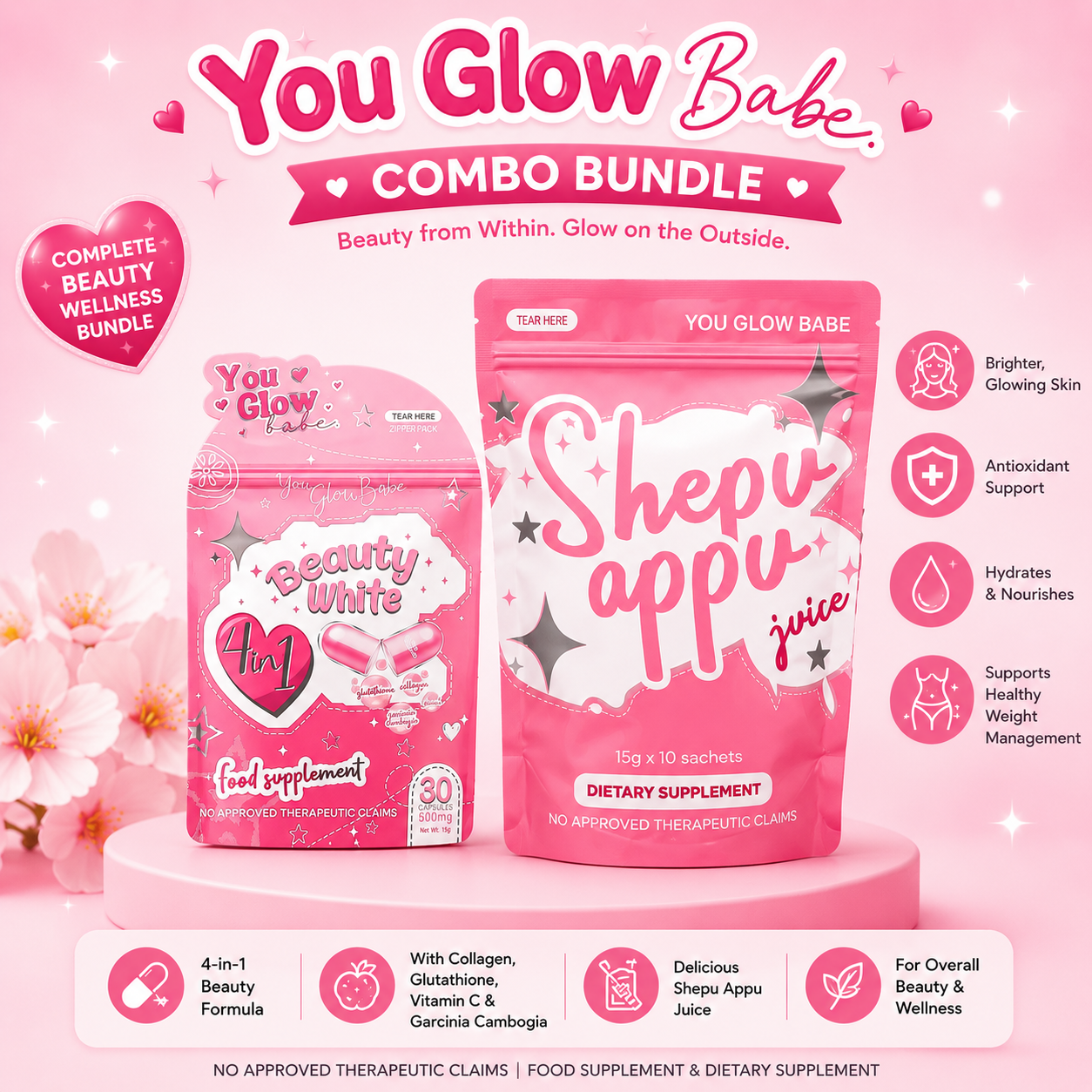 COMBO You Glow Babe Beauty White 4-in-1 + Shepu Appu Juice