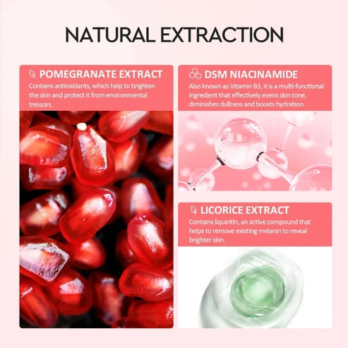 COMBO of Glad2Glow Pomegranate Power Brightening Serum, moisturizer & cleanser