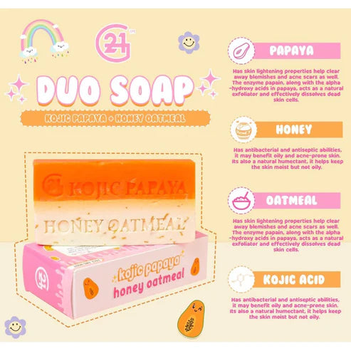 G21 Kojic Papaya Honey Oatmeal Duo Whitening Soap 150g