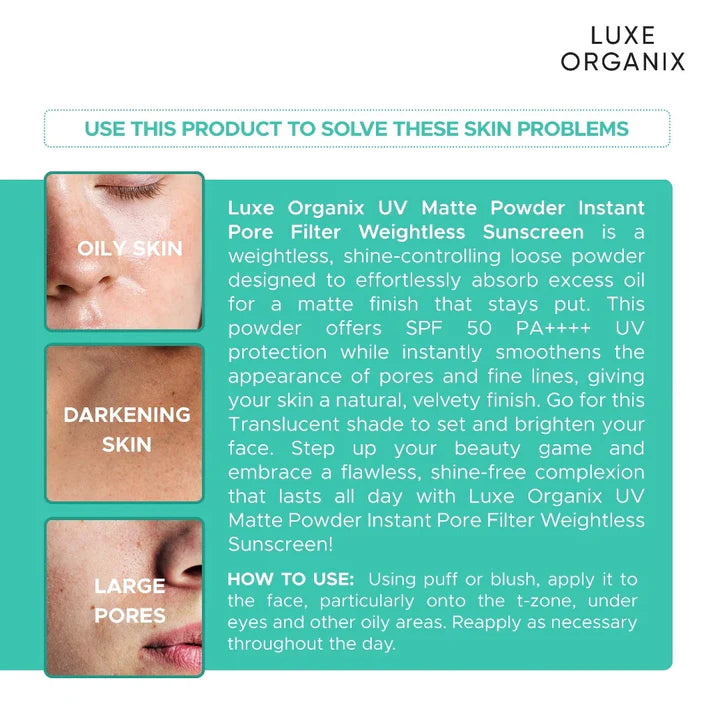 LUXE ORGANIX UV Matte Translucent Powder 15g