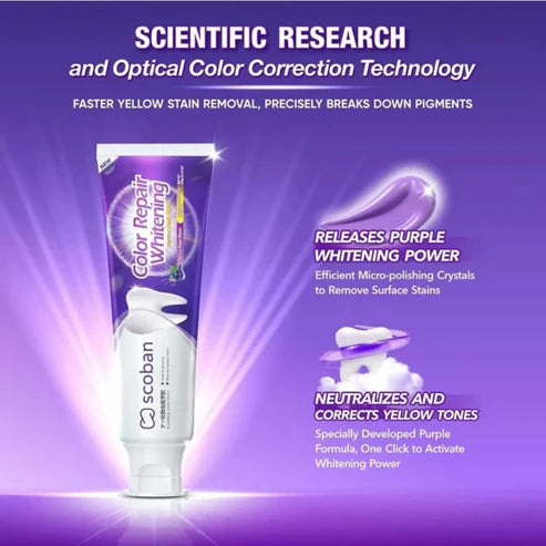 SCOBAN Purple Whitening Toothpaste Instant Color Correction 150g