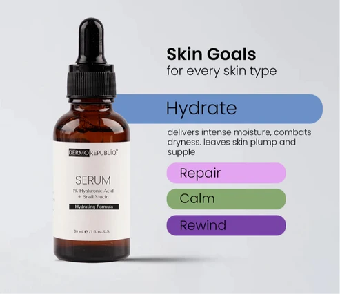 Dermorepubliq Facial Serum 1% Hyaluronic Acid + Snail Mucin 30ml