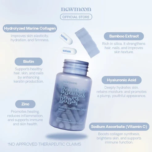 NEW MOON Bouncy Boost Collagen + Biotin 500mg (60 CAPS)