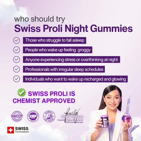 SWISS PROLI Night Melatonin Ashwaganda | 60 Gummies
