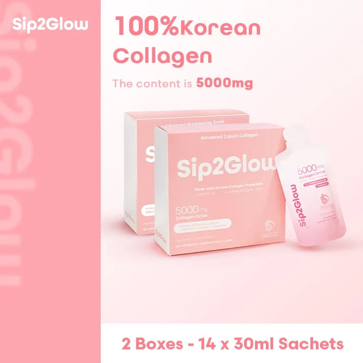 Sip2Glow Advanced Collagen Drink w/ Korean Collagen Tripeptide 7sachets Lychee flavor