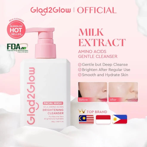 Glad2Glow Milk Amino Acid Gentle Facial Cleanser 80g