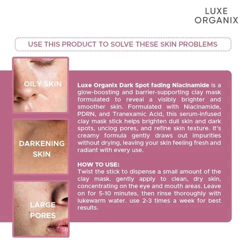 LUXE ORGANIX Dark Spot Fading Niacinamide Clay Mask 52g