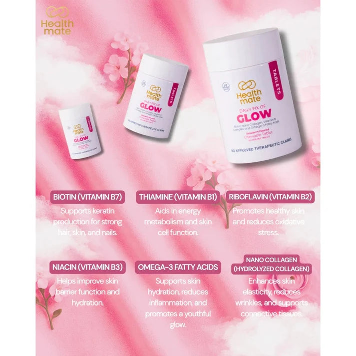 Healthmate GLOW Collagen Multivitamin Complex & Omega Strawberry Flavor 60tabs
