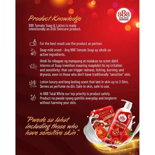 888 Total White Tomato Lotion 500ml &amp; Tomato Soap 90g