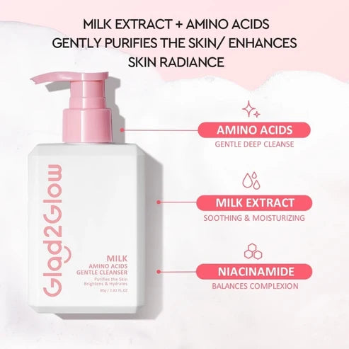 Glad2Glow Milk Amino Acid Gentle Facial Cleanser 80g