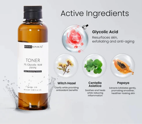 Dermorepubliq Toner 7% Glycolic Acid (AHA) Skin Renewing Solution 100ml